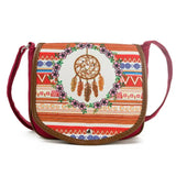 Miyahouse Small Retro Messenger Bag Canvas Stripe Saddle Shoulder Bag