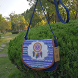 Miyahouse Small Retro Messenger Bag Canvas Stripe Saddle Shoulder Bag