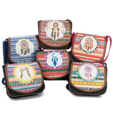 Miyahouse Small Retro Messenger Bag Canvas Stripe Saddle Shoulder Bag