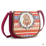 Miyahouse Small Retro Messenger Bag Canvas Stripe Saddle Shoulder Bag