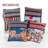Miyahuose Owl Printed Mini Shoulder Bag Lady Small Double Zipper