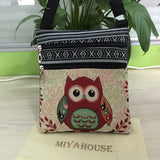 Miyahuose Owl Printed Mini Shoulder Bag Lady Small Double Zipper