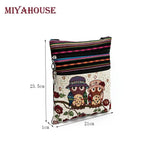 Miyahuose Owl Printed Mini Shoulder Bag Lady Small Double Zipper