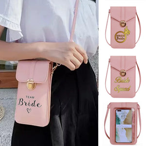 Women Crossbody Bag Bride Print Coin Purse Touch Screen Cell Phone Storage Pack