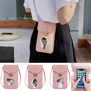 Women's Cat Print Phone Bag Wallet Coin Purse