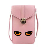 Women's PU Leather Phone Bag Wallet Card Packet Chest Print Messenger Bag