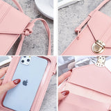 Women's PU Leather Phone Bag Wallet Card Packet Chest Print Messenger Bag