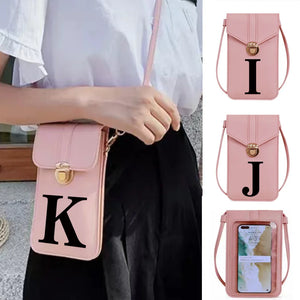 PU Leather Crossbody Bag Wallet, Letter Print Coin Purse Card Holder