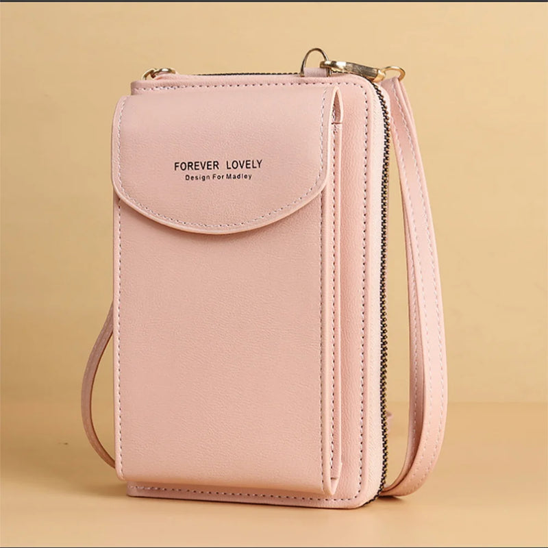 Leaf Letter Print Phone Bag Universal Women Wallet