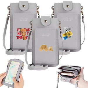 Bear Print PU Leather Cell Phone Bag Wallet