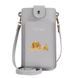 Bear Print PU Leather Cell Phone Bag Wallet