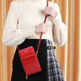 Metal Opening Crossbody Bag Mini Solid PU Leather Shoulder Messenger Bag