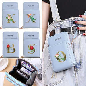 Women's Golden Flower Print Crossbody Phone Purse