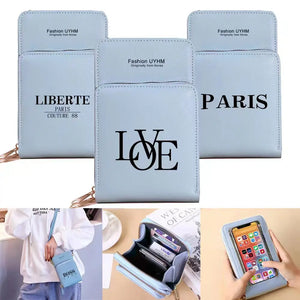 Women's Card Package Text Print Coin Purse Shoulder Crossbody Bag