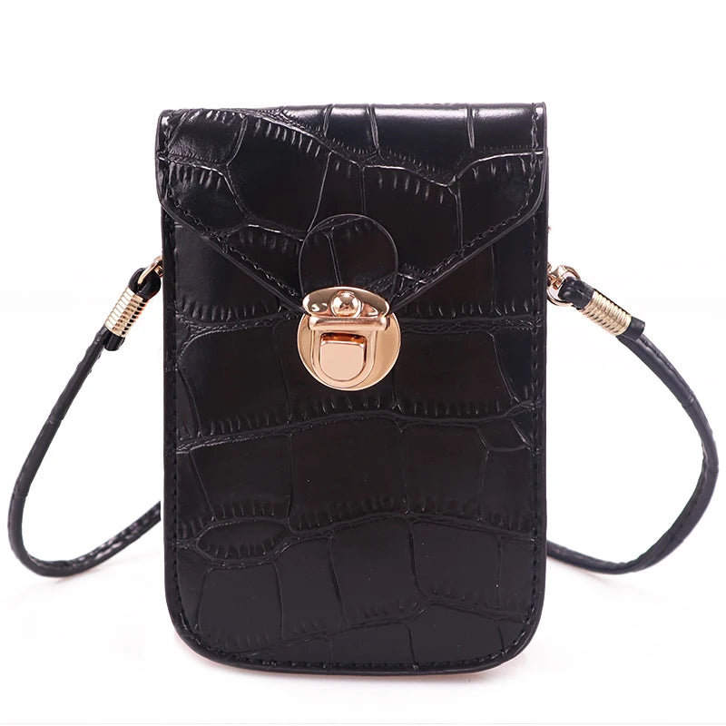 Crocodile Flap Leather Shoulder Bag for Women