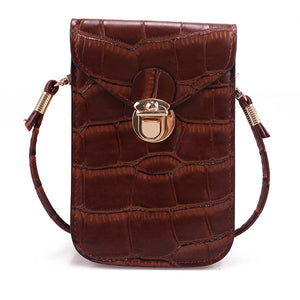 Crocodile Flap Leather Shoulder Bag for Women