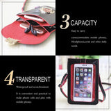 Red Leather Clutch Purse Handbag Mini Bag with Touch Screen, Shoulder Strap