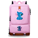 Stitch Schoolbag Leather Backpack Men Laptop Pink Women Travel Book Bag