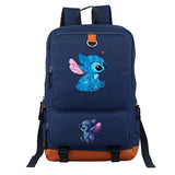 Stitch Schoolbag Leather Backpack Men Laptop Pink Women Travel Book Bag