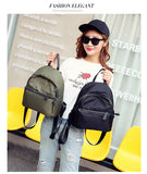 Women Backpack Travel Nylon Light Water-proof Small Rucksack Navy Green