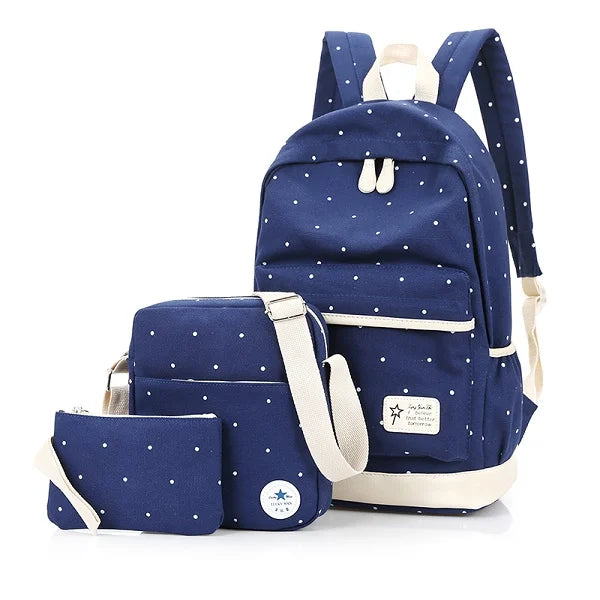 Preppy Style School Bags Women Canvas Backpacks Girls Travel Backpack Satchel