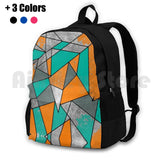 Modern Rustic Orange Teal Gray Silver Geometric Backpack