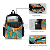 Modern Rustic Orange Teal Gray Silver Geometric Backpack