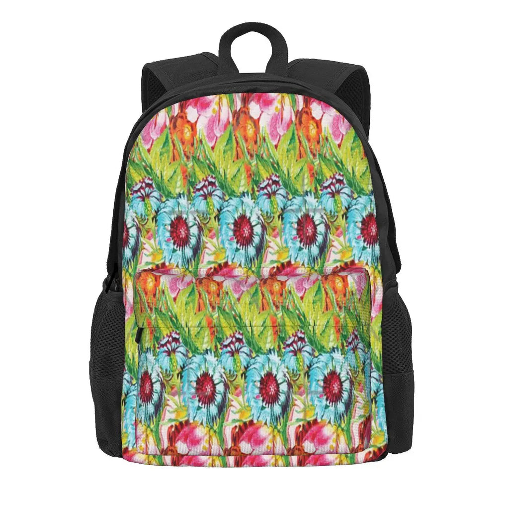 Watercolor Tropical Flowers Backpacks Men Women Reusable Bags Female Backpacks