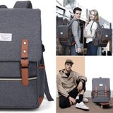 Vintage Laptop Backpack USB Charging Port Lightweight School Bag