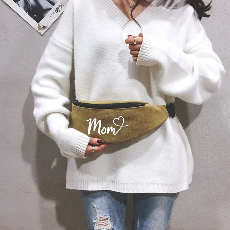 Mom Printed Waist Bag Fanny Pack Casual Money Phone Belt Bag