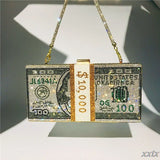 Rhinestone Money Clutch 10000 Dollars Stack Evening Bag