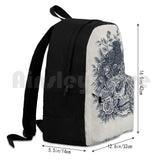 Monochrome Floral Skull Outdoor Hiking Backpack Riding Climbing Sports Bag