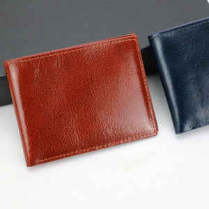 Monogrammed Cow Leather Men Bifold Card Wallet Waxy Oil Leather Short Wallet