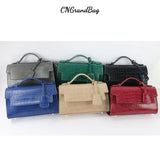 Monogrammed Letters Croc PU Leather Crossbody Chain Shoulder Bag