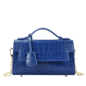 Monogrammed Letters Croc PU Leather Crossbody Chain Shoulder Bag