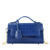 Monogrammed Letters Croc PU Leather Crossbody Chain Shoulder Bag