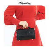Monogrammed Letters Croc PU Leather Crossbody Chain Shoulder Bag
