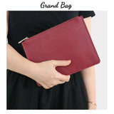 Monogrammed Letters Women PU Saffiano Pouch Vegan Leather Clutch Bag