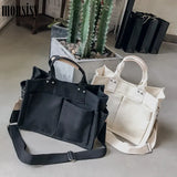 Monsisy Women Canvas Tote Shopping Bag Lady Shoulder Bag Big Capacity