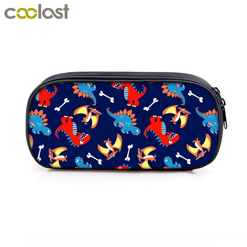 Dino Print Cosmetic Cases Pencil Box T. Rex Kids School Case Stationary