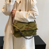 Moods Shoulder Bags Canvas Embroidery Acrylic Chain Crossbody