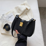 Crocodile Pattern Dual Straps Shoulder Bag