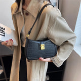 Crocodile Pattern Dual Straps Shoulder Bag