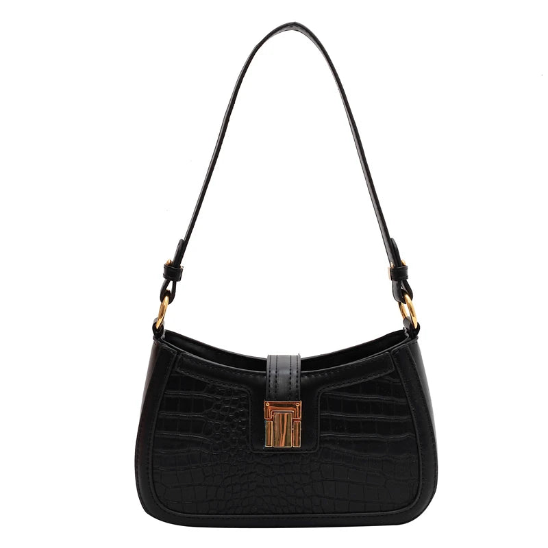 Crocodile Pattern Dual Straps Shoulder Bag