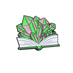 Moon Book Flower Wolf Enamel Pins Magic Crystal Witch Brooches