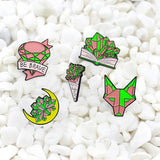 Moon Book Flower Wolf Enamel Pins Magic Crystal Witch Brooches