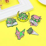 Moon Book Flower Wolf Enamel Pins Magic Crystal Witch Brooches