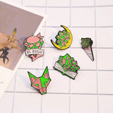 Moon Book Flower Wolf Enamel Pins Magic Crystal Witch Brooches