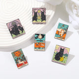 Punk Style Tarot Series Pin Moon Sun Star Skull Paint Halloween Accessory