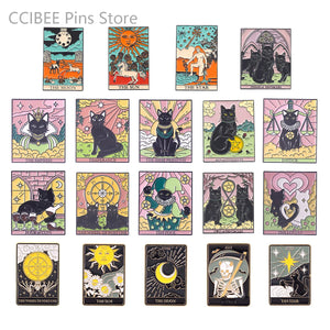 Punk Style Tarot Series Pin Moon Sun Star Skull Paint Halloween Accessory